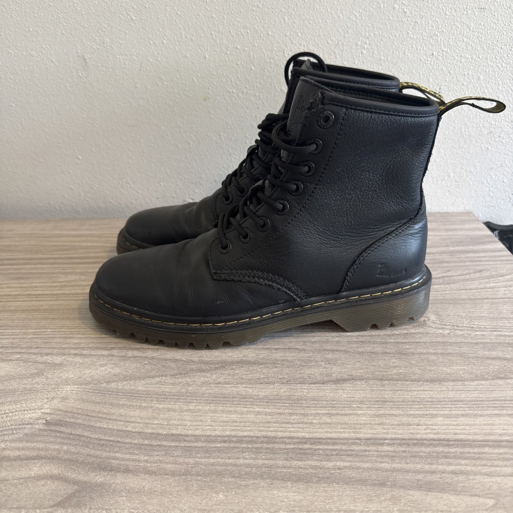 Dr. Martens AWLEY Combat Boots Black Leather Biker Grunge Men's 9 / Women's 10